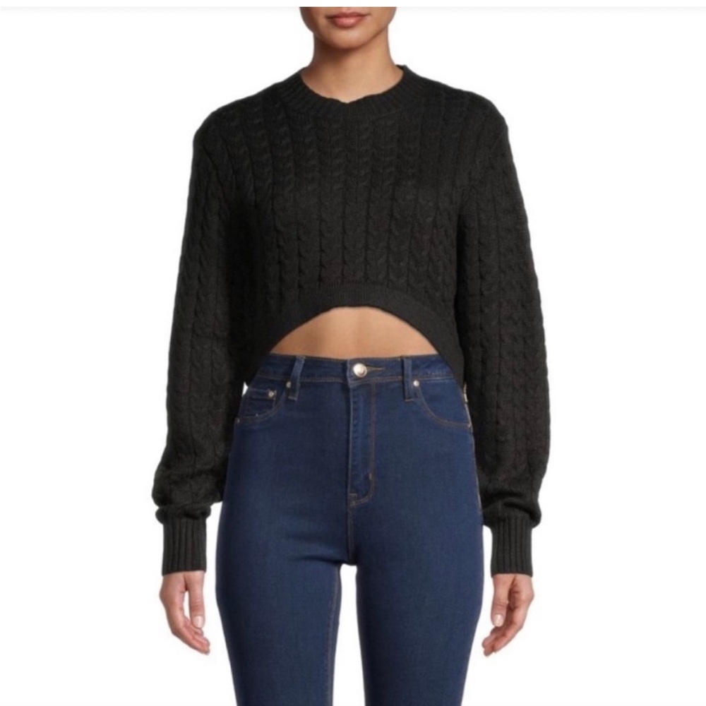 Danielle Bernstein Cropped Cable Knit Sweater Size L
